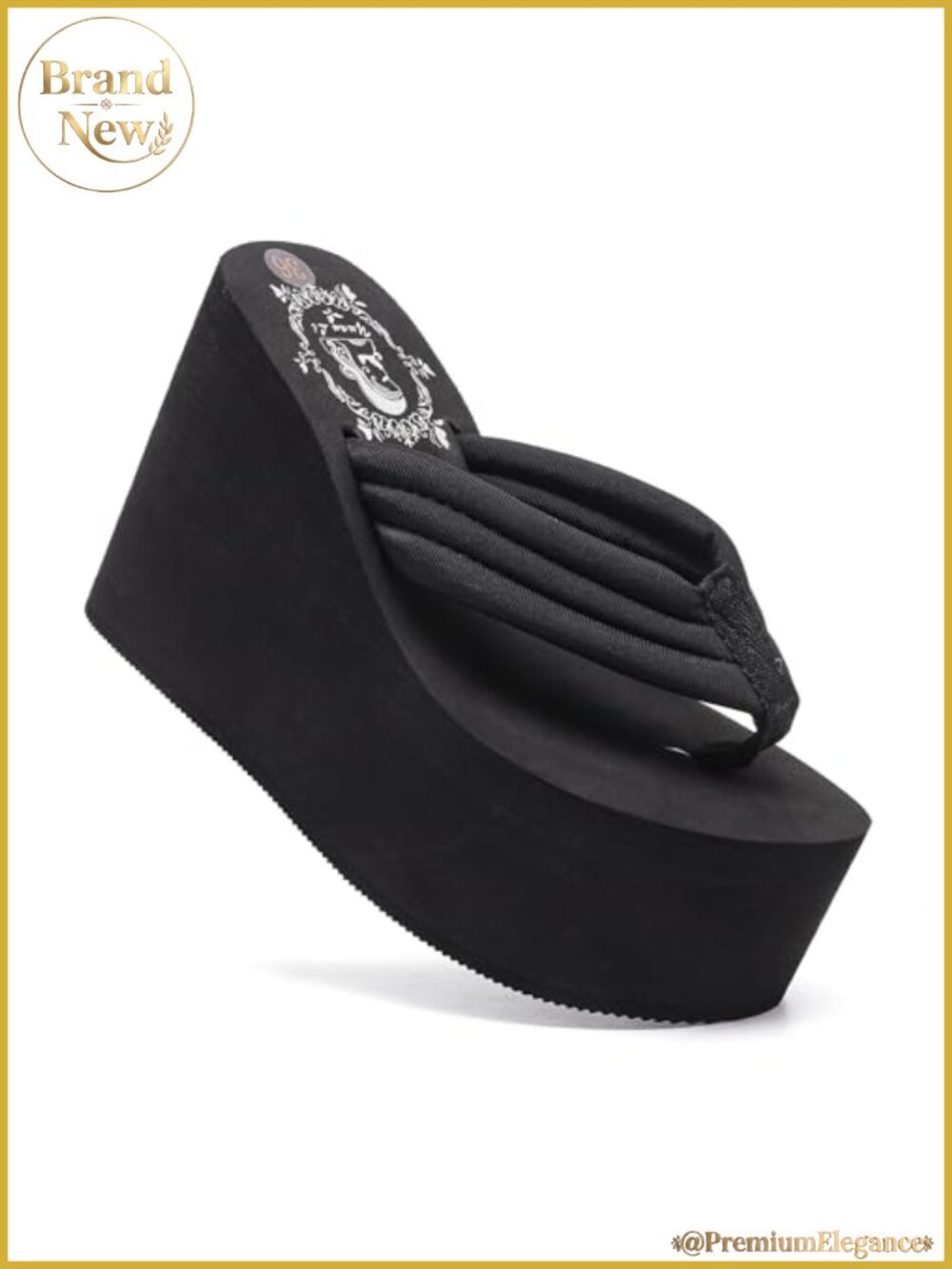 Womens Platform Wedge Flip Flops Rhinestone Faux Suede Thong Sandals